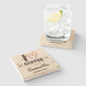 Personalized Coffee Lover Stone Coaster Stenen Onderzetter (Zijkant)