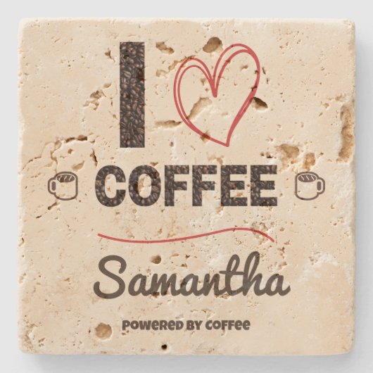 Personalized Coffee Lover Stone Coaster Stenen Onderzetter (Voorkant)