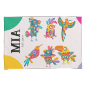 Personalized colorful birds Hand drawn cartoon Kid Kussensloop (Voorkant-Rechts)