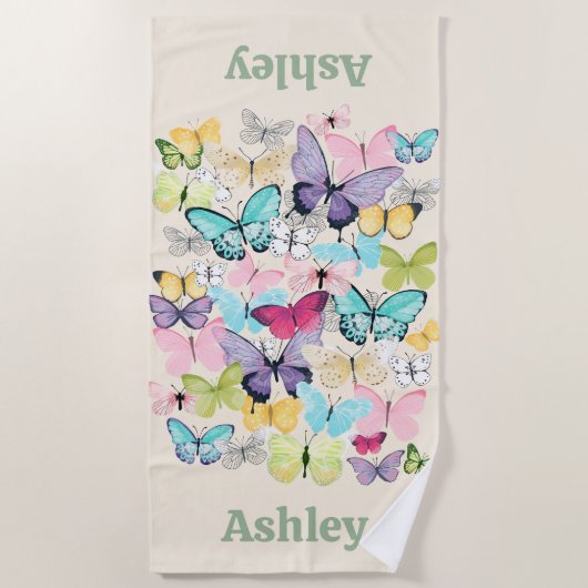 Personalized Colorful Butterflies Strandlaken (Voorkant)