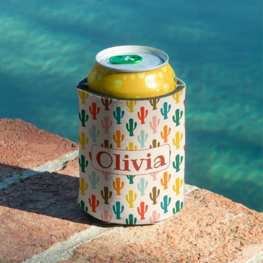 Personalized Colorful Cacti Can Cooler (Insitu Zwembad)