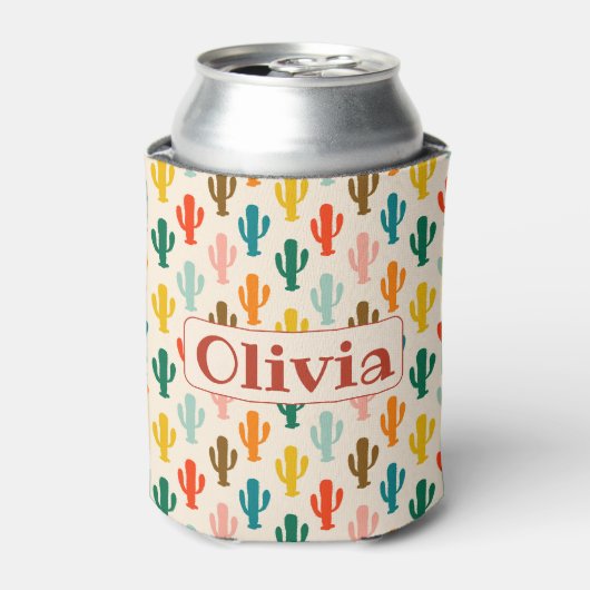 Personalized Colorful Cacti Can Cooler (Blikje Voorkant)