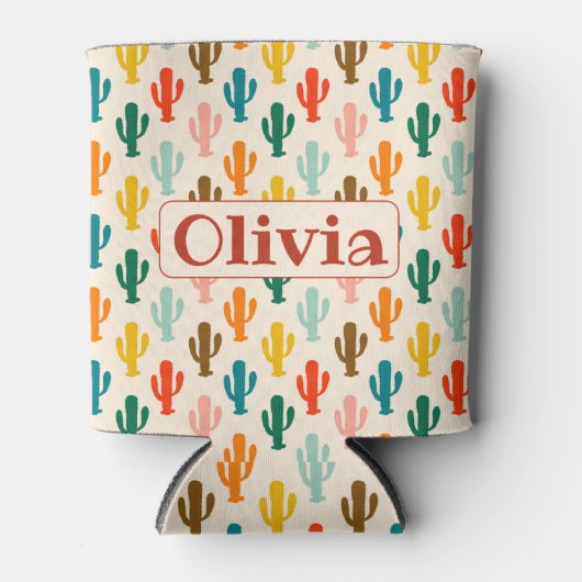 Personalized Colorful Cacti Can Cooler  (Voorkant)