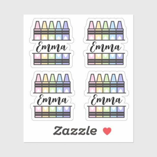 Personalized Colorful Crayon Name Sticker (Vel)