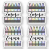 Personalized Colorful Crayon Name Sticker (Voorkant)
