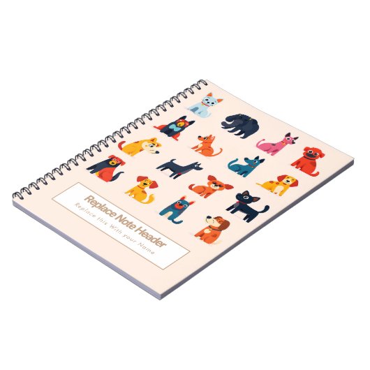 Personalized Colorful Cute Dogs Notebook Notitieboek (Linkerzijde)