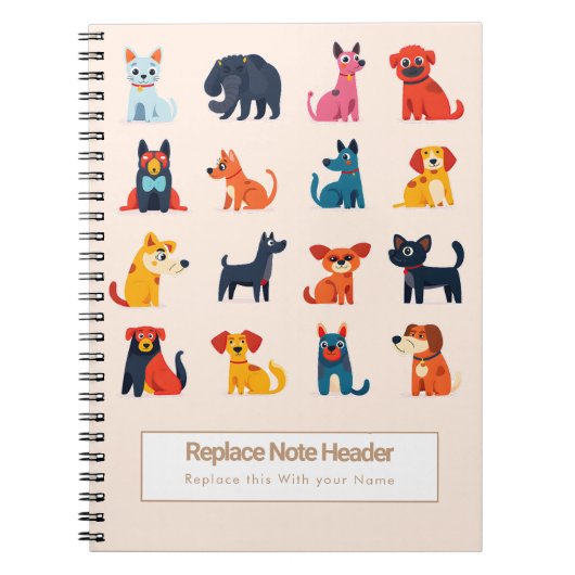 Personalized Colorful Cute Dogs Notebook Notitieboek (Voorkant)