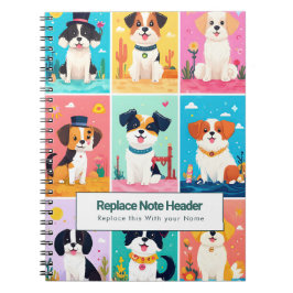 Personalized Colorful Cute Dogs Notebook Notitieboek