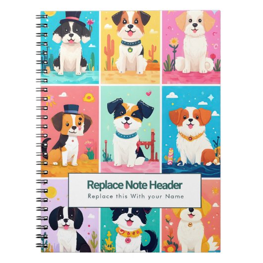 Personalized Colorful Cute Dogs Notebook Notitieboek (Voorkant)