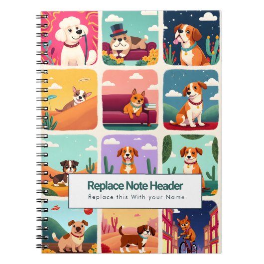 Personalized Colorful Cute Dogs Notebook Notitieboek (Voorkant)