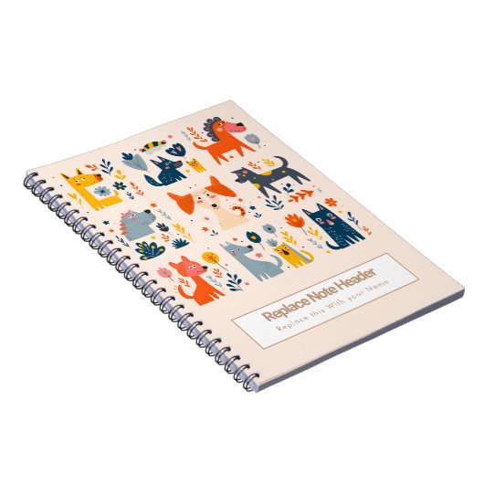 Personalized Colorful Cute Dogs Notebook Notitieboek (Rechterzijde)