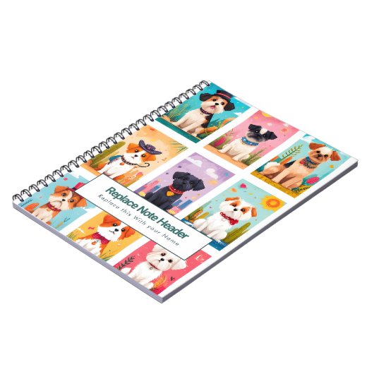 Personalized Colorful Cute Dogs Notebook Notitieboek (Linkerzijde)