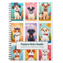 Personalized Colorful Cute Dogs Notebook