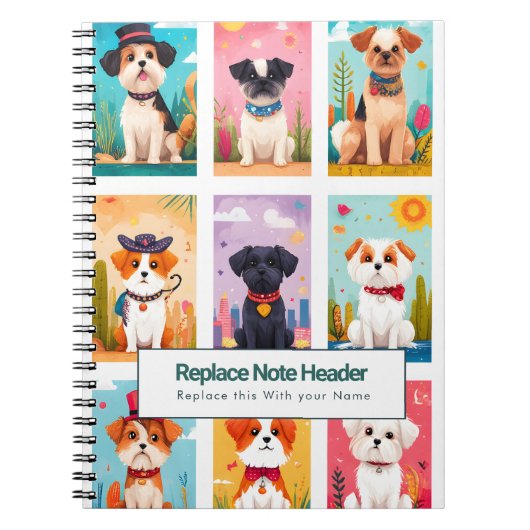 Personalized Colorful Cute Dogs Notebook Notitieboek (Voorkant)
