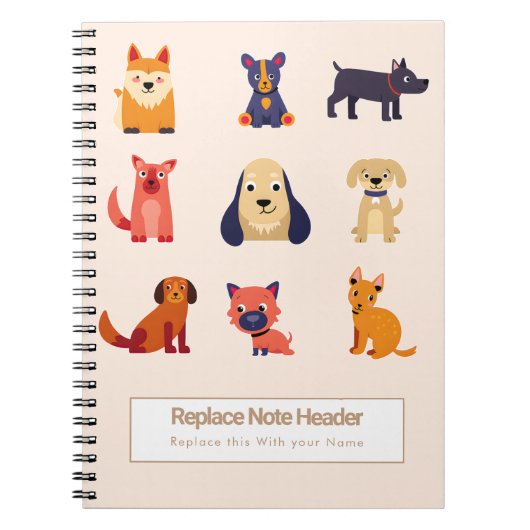 Personalized Colorful Cute Dogs Notebook Notitieboek (Voorkant)