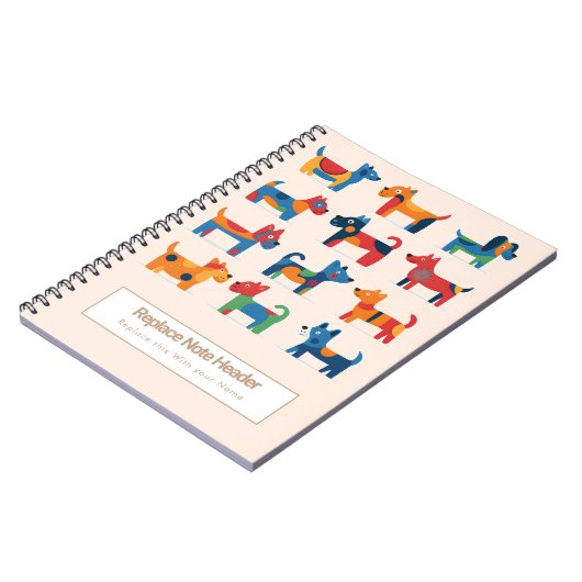Personalized Colorful Cute Dogs Notebook Notitieboek (Linkerzijde)