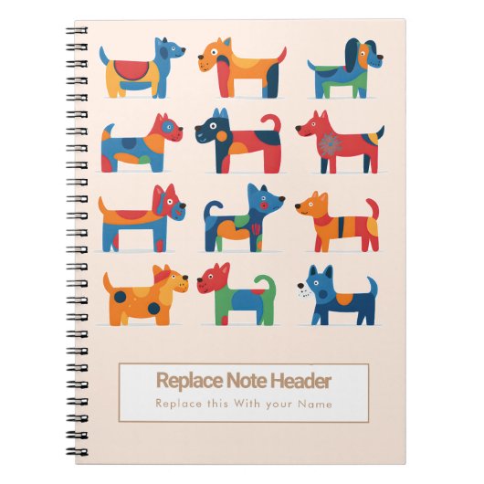 Personalized Colorful Cute Dogs Notebook Notitieboek (Voorkant)