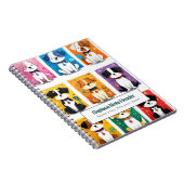 Personalized Colorful Cute Dogs Notebook Notitieboek (Rechterzijde)