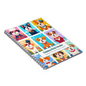 Personalized Colorful Cute Dogs Notebook Notitieboek (Rechterzijde)
