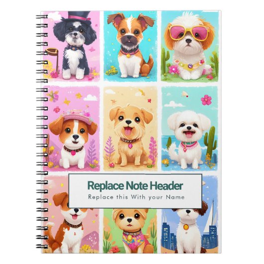 Personalized Colorful Cute Dogs Notebook Notitieboek (Voorkant)