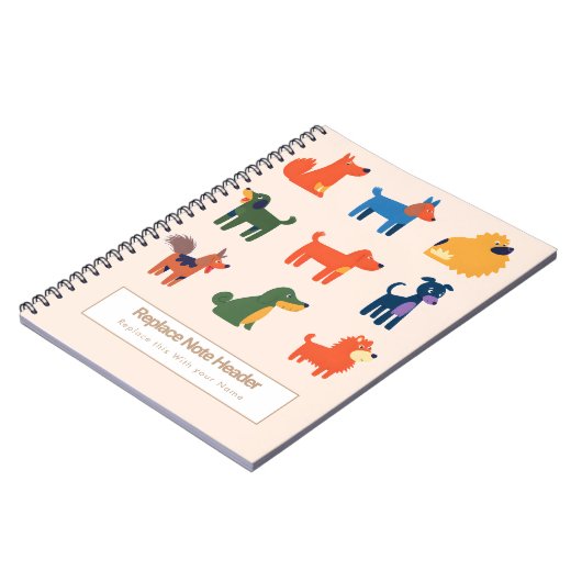 Personalized Colorful Cute Dogs Notebook Notitieboek (Linkerzijde)