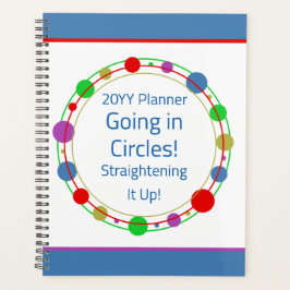 Personalized Colorful Geometric Orbit Art on Blue Planner