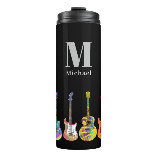 Personalized Colorful Guitar Pop Art Thermosbeker (Voorkant)