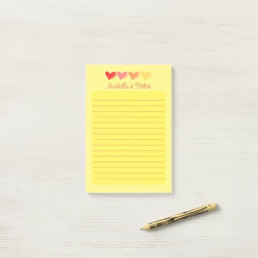 Personalized Colorful Hearts Post-it® Notes (Op bureau)