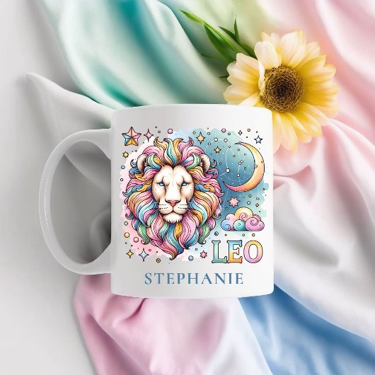Personalized Colorful Leo Zodiac Astrology Lion Koffiemok