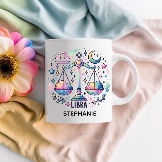 Personalized Colorful Libra Zodiac Astrology Koffiemok