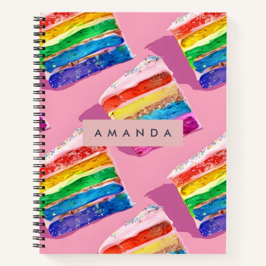 Personalized Colorful Rainbow Cake Slice Notitieboek (Voorkant)