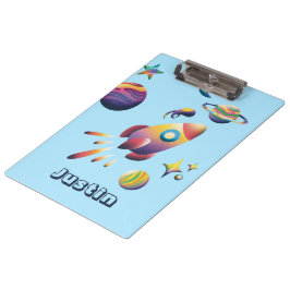 Personalized Colorful Space Planets Back to School Klembord