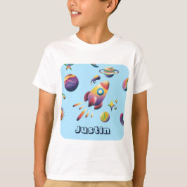 Personalized Colorful Space Planets Back to School T-shirt