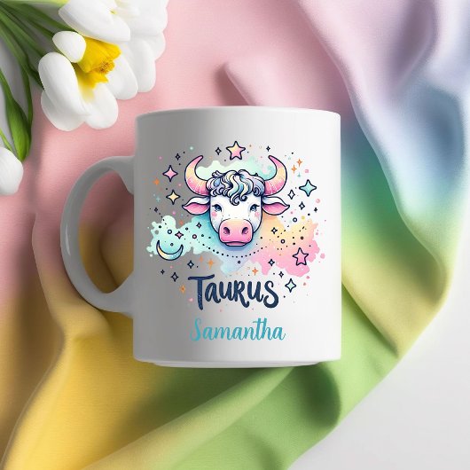Personalized Colorful Taurus Bull Zodac Astrology Koffiemok