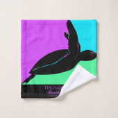 Personalized Colorful Tropical Sea Turtle Family Bad Handdoek (Wasdoekje)