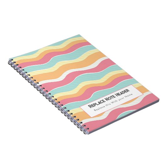 Personalized Colorful Wave Patterned Notitieboek (Rechterzijde)