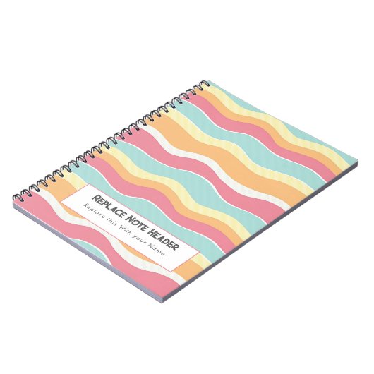 Personalized Colorful Wave Patterned Notitieboek (Linkerzijde)