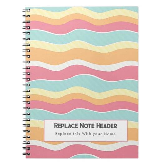 Personalized Colorful Wave Patterned Notitieboek (Voorkant)