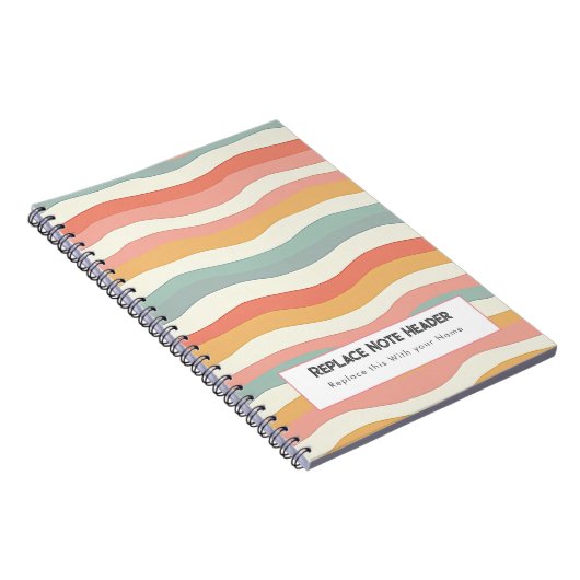 Personalized Colorful Wave Patterned  Notitieboek (Rechterzijde)