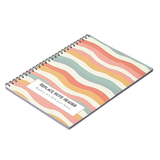 Personalized Colorful Wave Patterned Notitieboek (Linkerzijde)