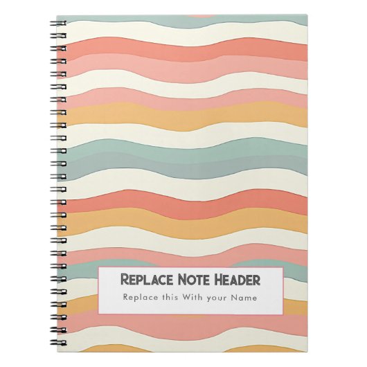 Personalized Colorful Wave Patterned  Notitieboek (Voorkant)