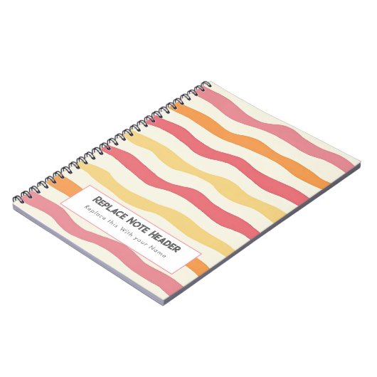 Personalized Colorful Wave Patterned  Notitieboek (Linkerzijde)