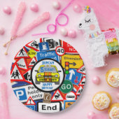 Personalized Colourful Road Signs, Birthday Party Papieren Bordje (Feest)