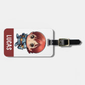 Personalized Comic Knight Kids Travel Luggage Tag Bagagelabel (Voorkant horizontaal)