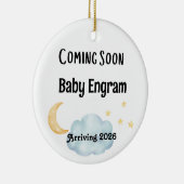 Personalized Coming Soon Baby Arrival Keramisch Ornament (Rechts)