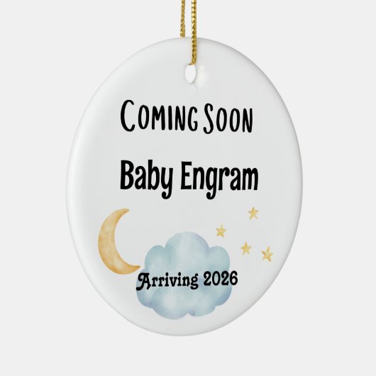 Personalized Coming Soon Baby Arrival Keramisch Ornament (Rechts)
