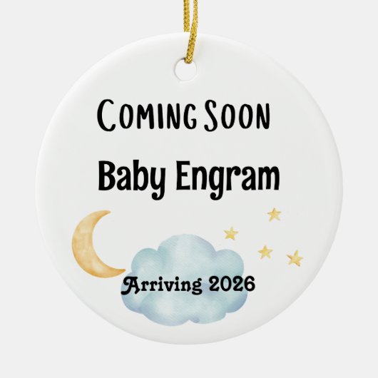 Personalized Coming Soon Baby Arrival Keramisch Ornament (Voorkant)