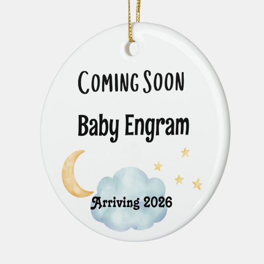 Personalized Coming Soon Baby Arrival Keramisch Ornament (Links)