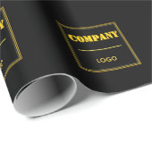 Personalized Company Black Modern Custom Business Cadeaupapier (Rol Hoek)