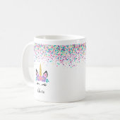Personalized Confetti Unicorn Mug – Polka Dot mug Koffiemok (Voorkant links)